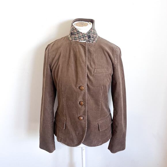 J Crew Corduroy Womens Blazer Size LP Tan Preppy Academia Old Money Equestrian - Picture 1 of 13
